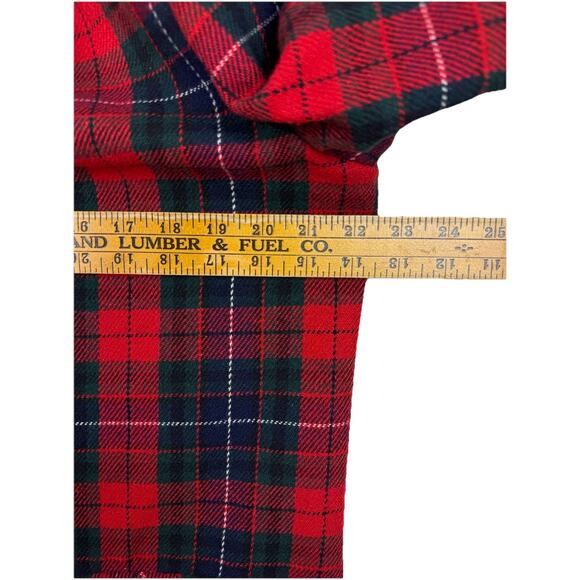 Vtg Sag Harbor Red Tartan Plaid Blazer Wool Blend Jacket Velvet Collar Womens 14 - Picture 9 of 10